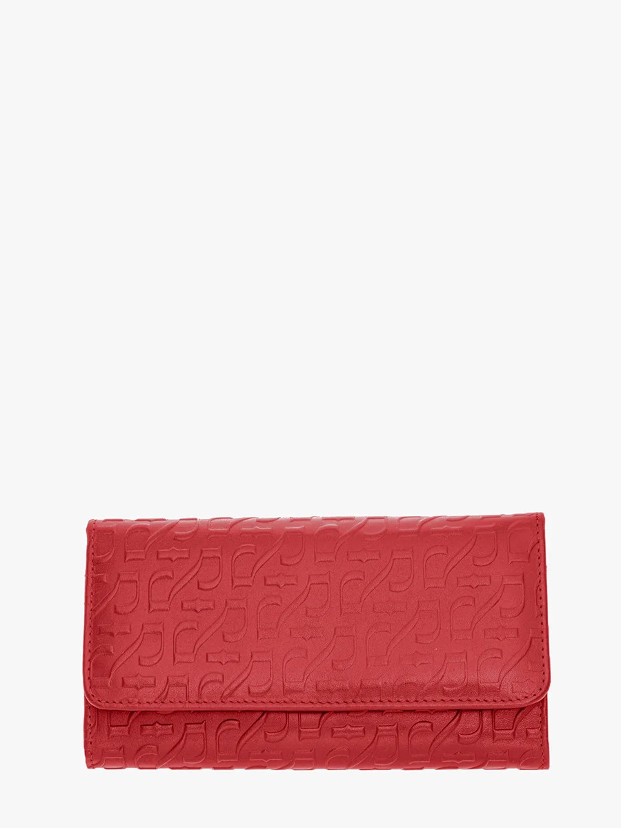 Wytłaczany bordowy portfel damski