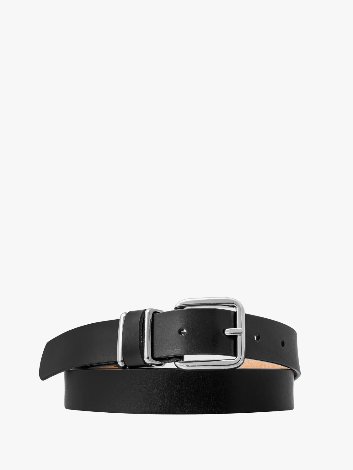 Czarny pasek damski ze srebrną klamrą