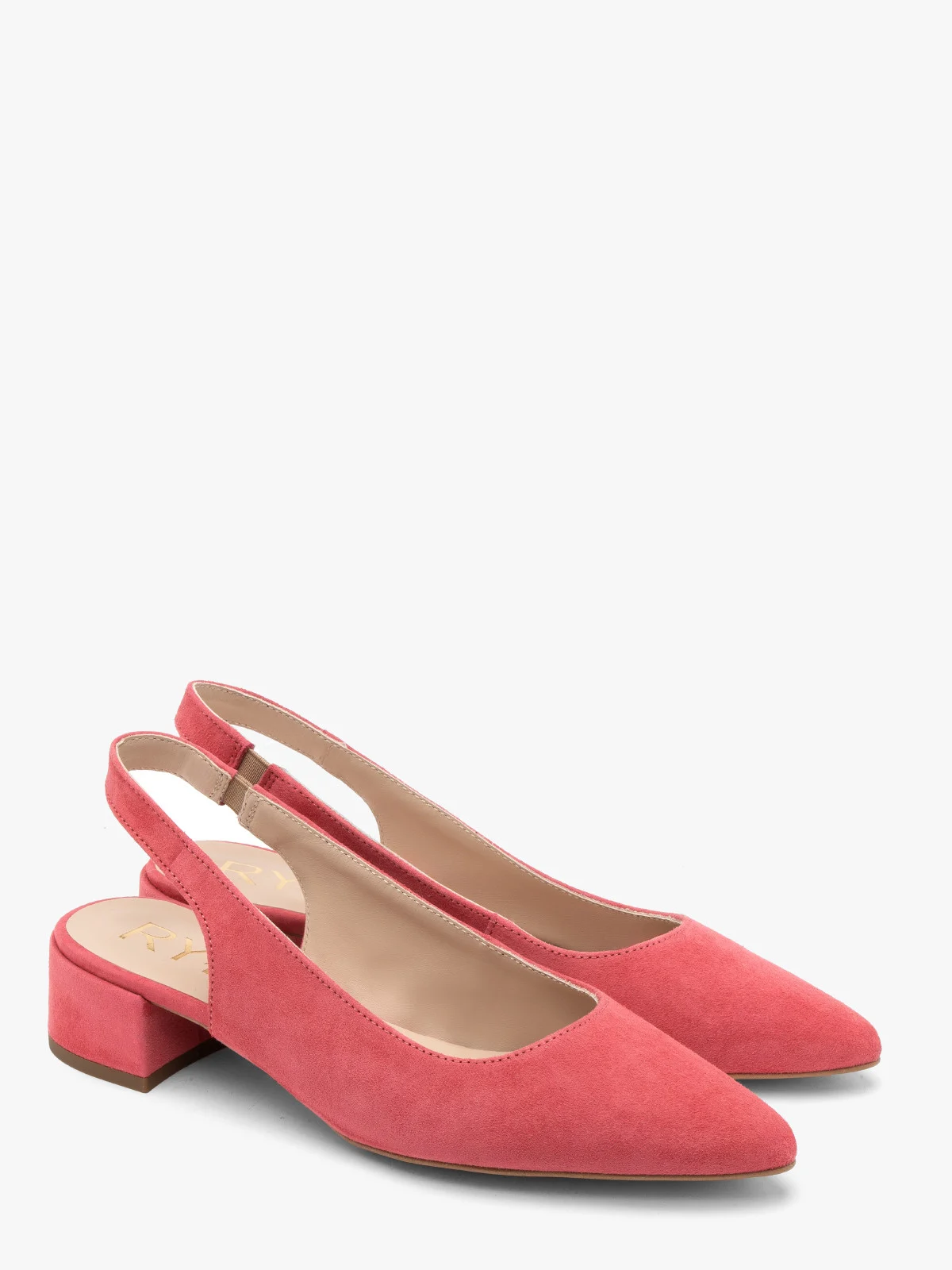 Różowe czółenka damskie z otwartą piętą