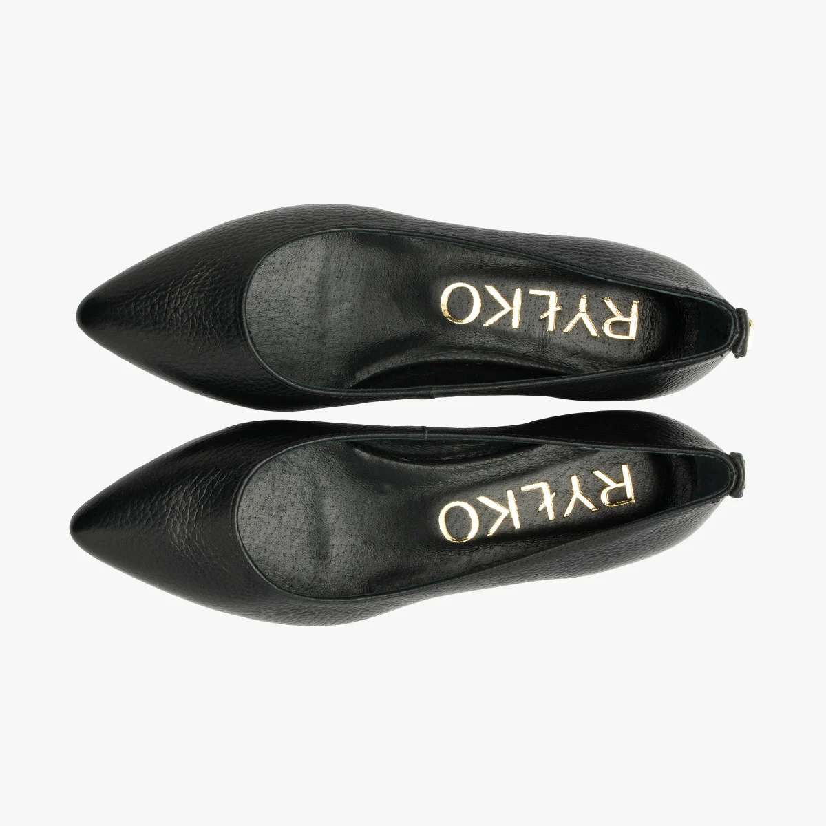 Czarne baleriny z ozdobą na pięcie