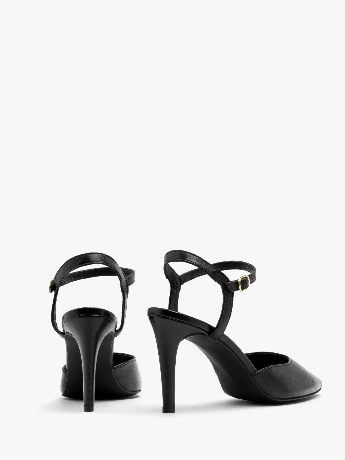 Czarne czółenka damskie z odkrytą piętą