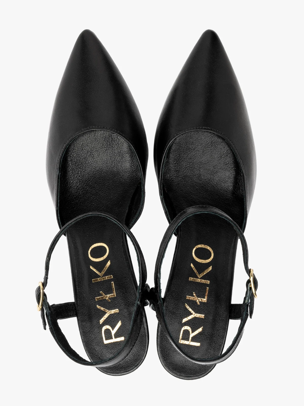 Czarne czółenka damskie z odkrytą piętą