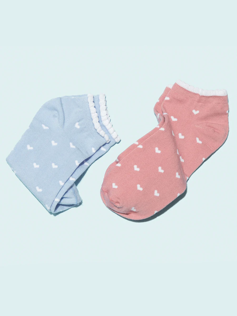 Niebieskie, bawełniane skarpety w serduszka