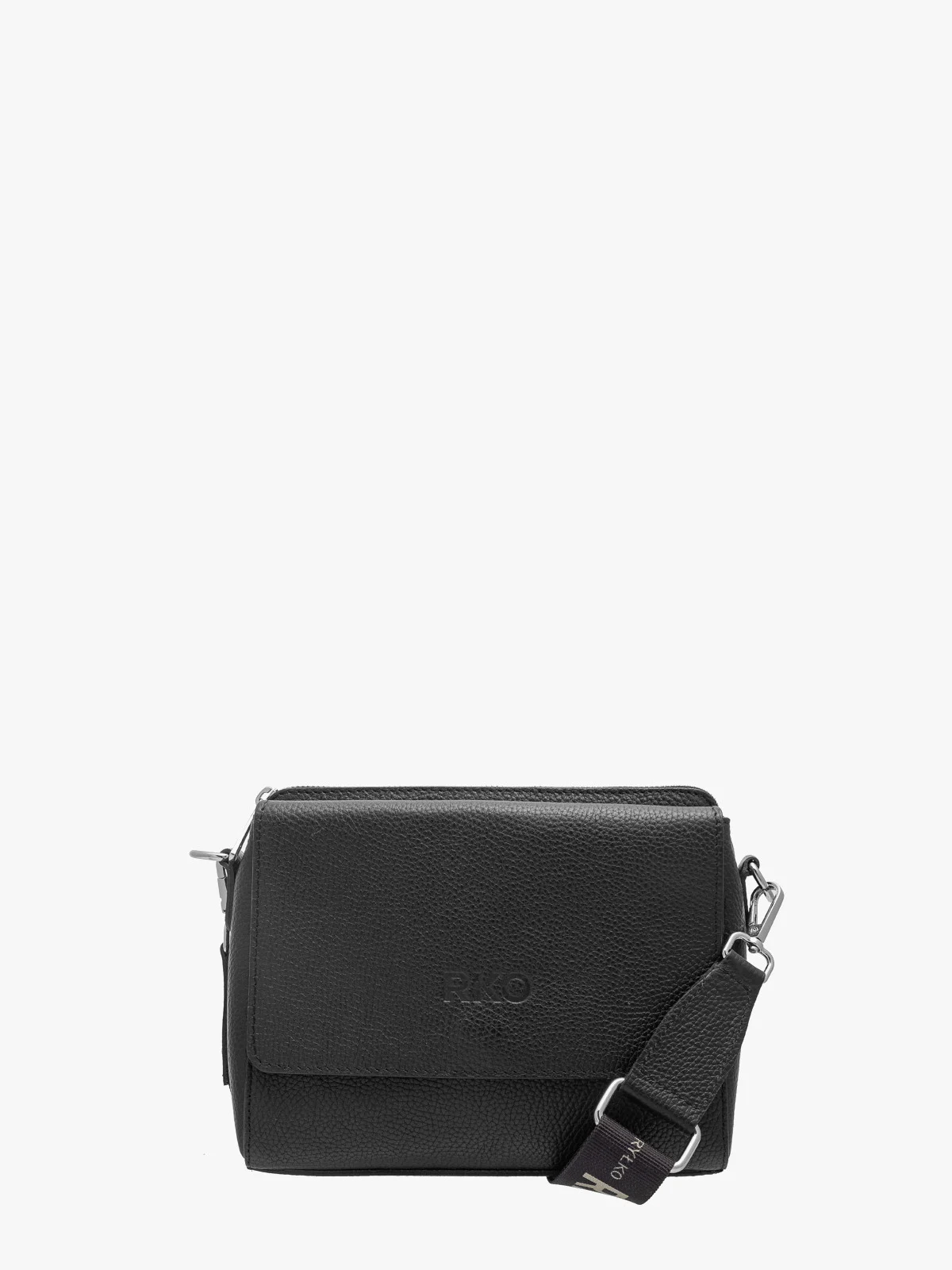 Czarna torebka damska z dekoracyjnym paskiem