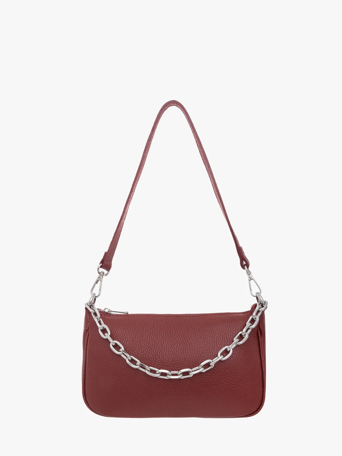 Bordowa torebka z łańcuchem