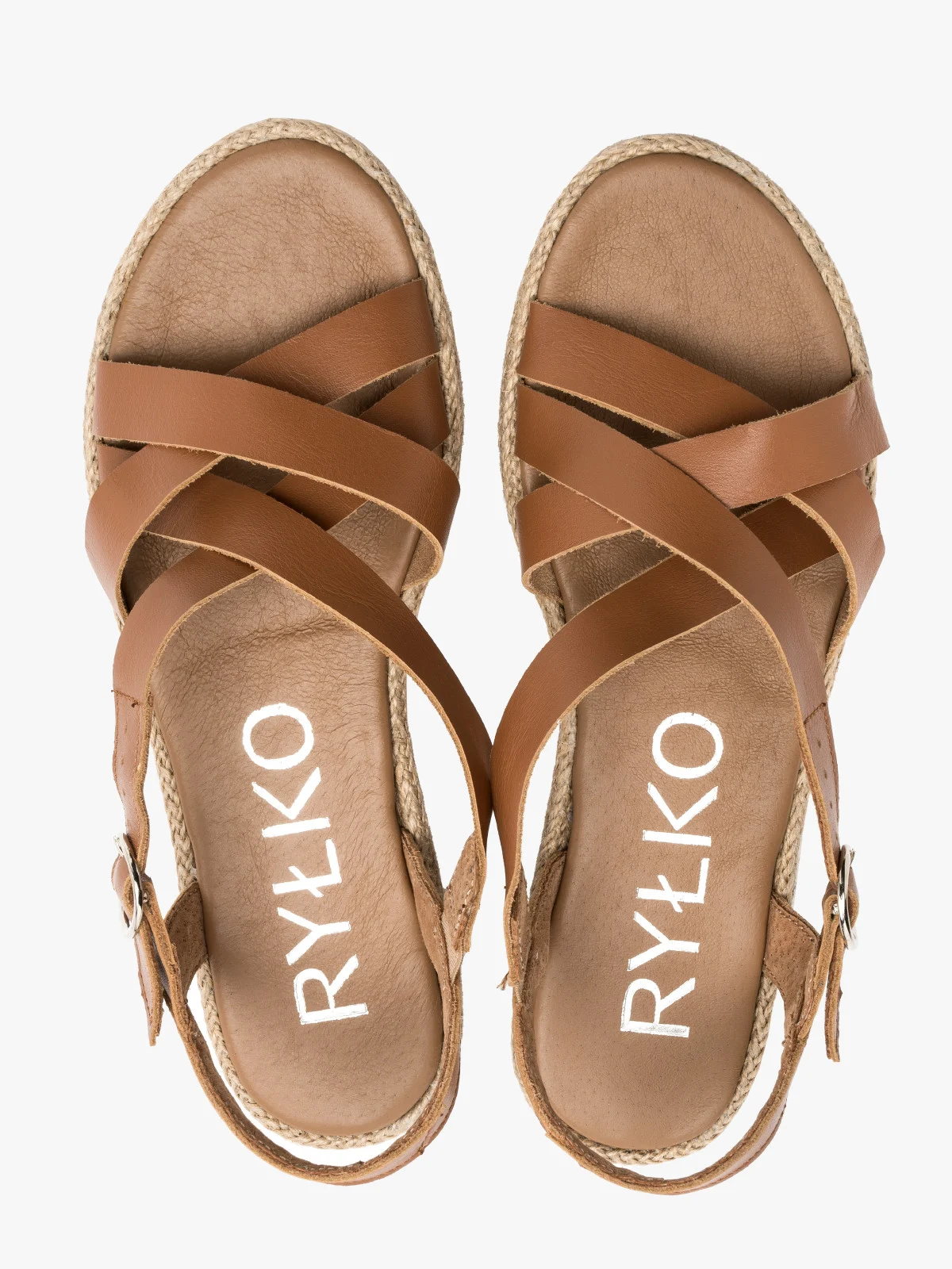 Jasnobrązowe sandały damskie z ozdobną cholewką