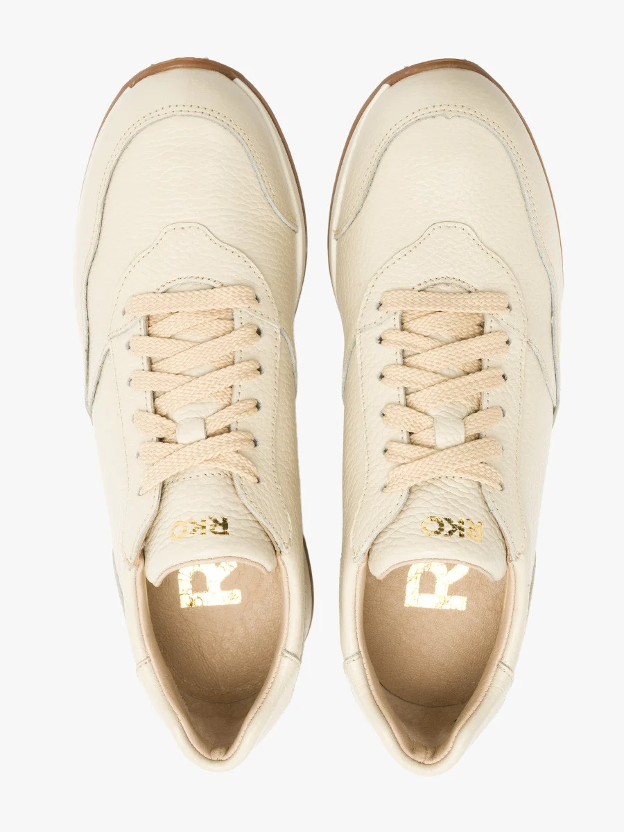 Kremowe sportowe półbuty na dwukolorowym spodzie