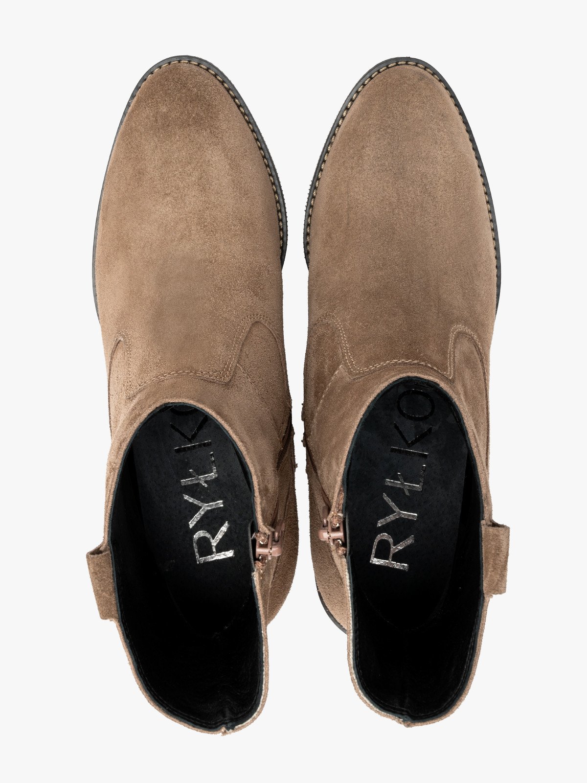 Welurowe botki typu kowbojki z ozdobną cholewką