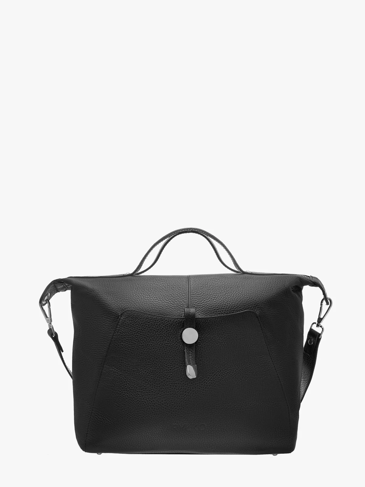 Duża, czarna torebka shopperka z dwoma paskami