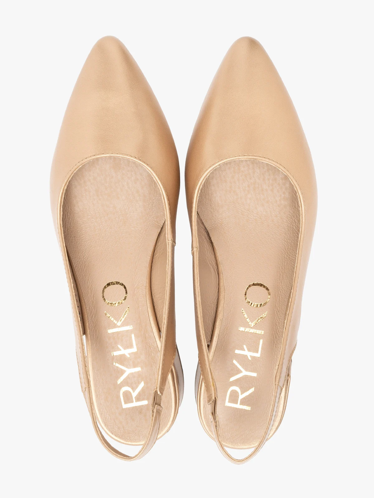 Złote czółenka damskie z otwartą piętą