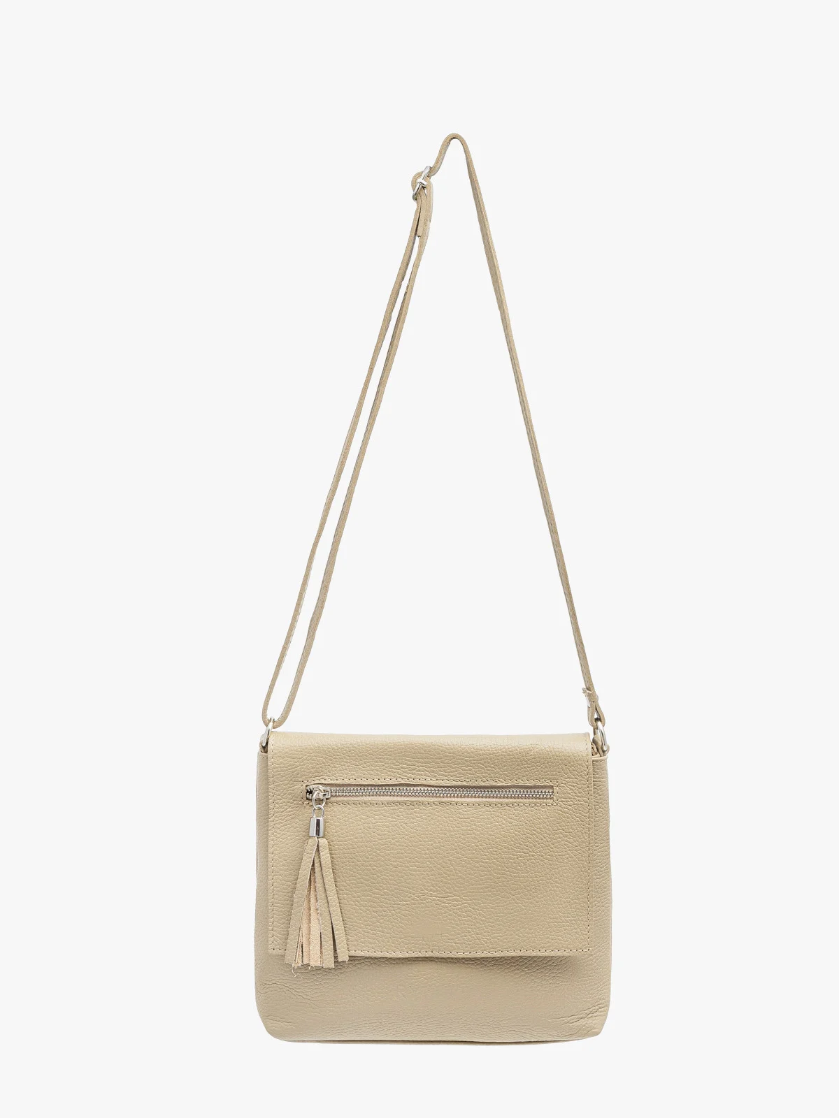 Ciemnobeżowa torebka listonoszka średniej wielkości