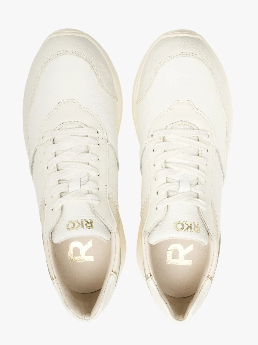 Białe sportowe półbuty z platynową wstawką na pięcie