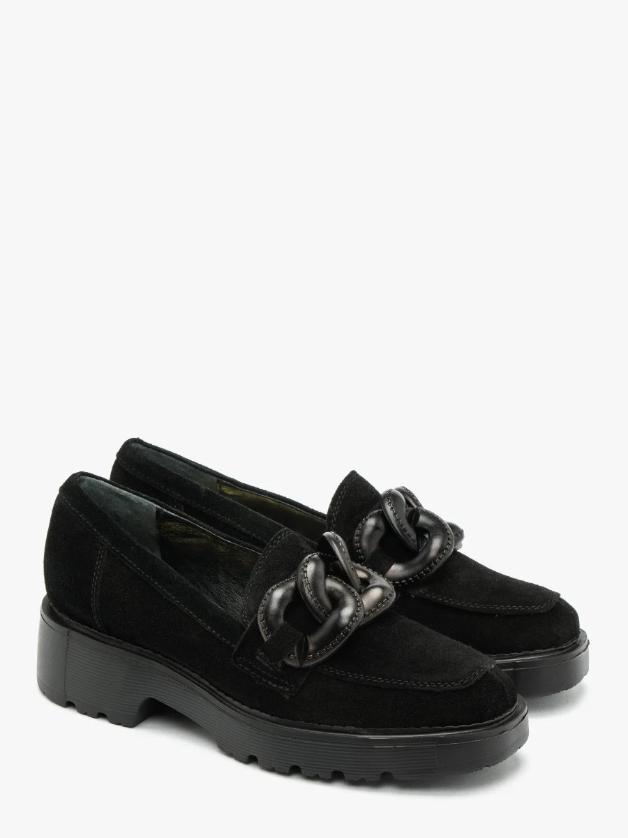 Czarne mokasyny z ozdobą