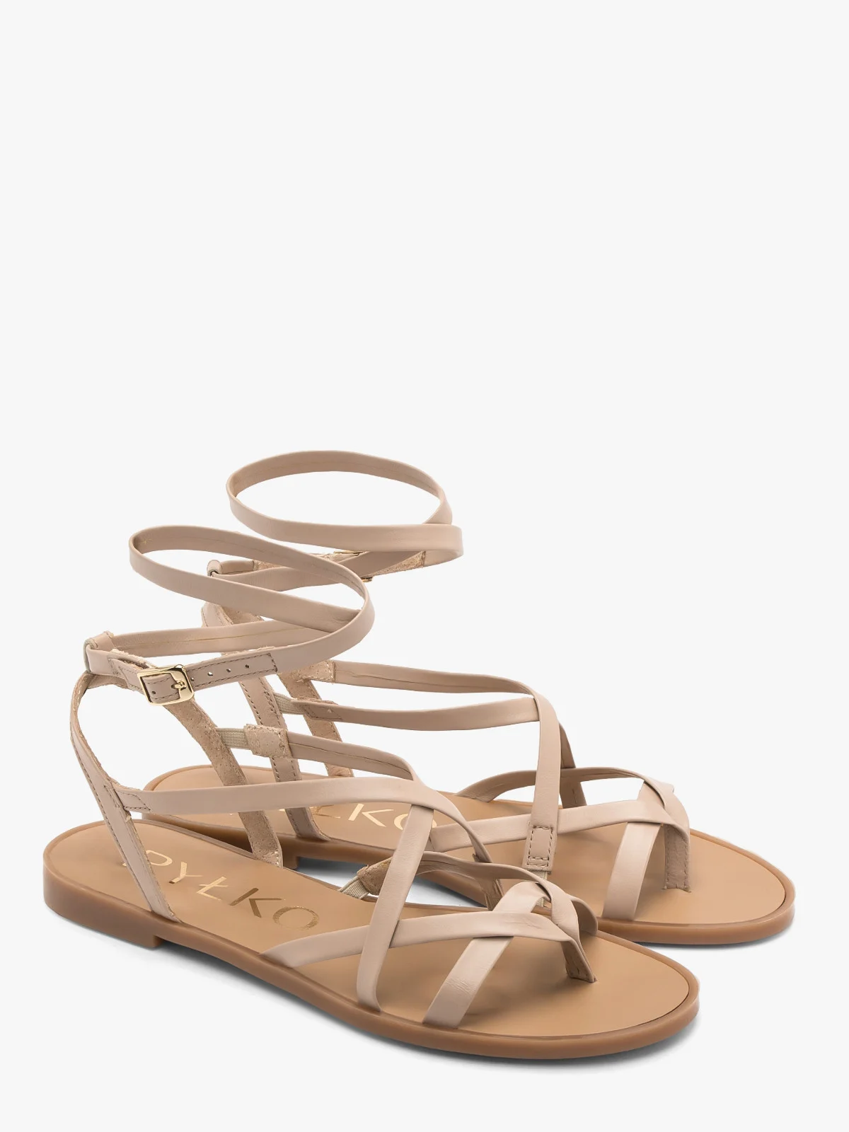 Beżowe sandały typu japonki