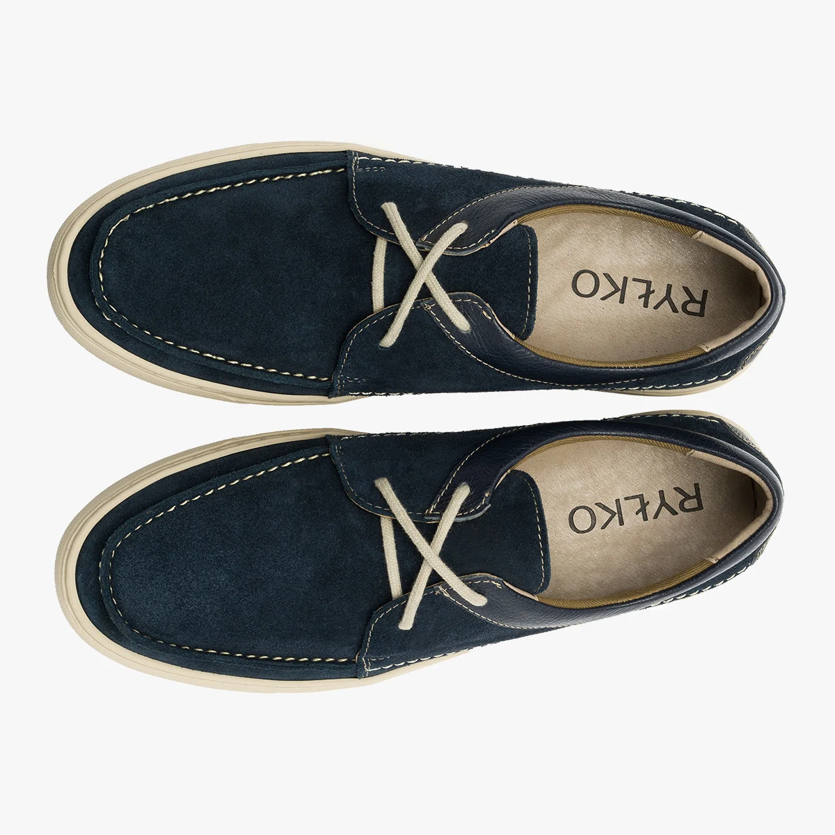 Granatowe półbuty z jasnymi przeszyciami