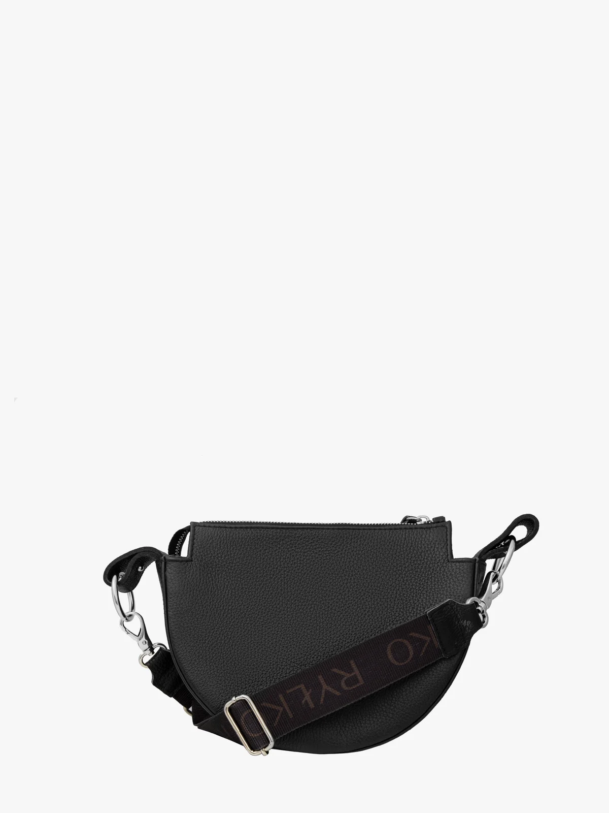 Czarna torebka na szerokim pasku z taśmy