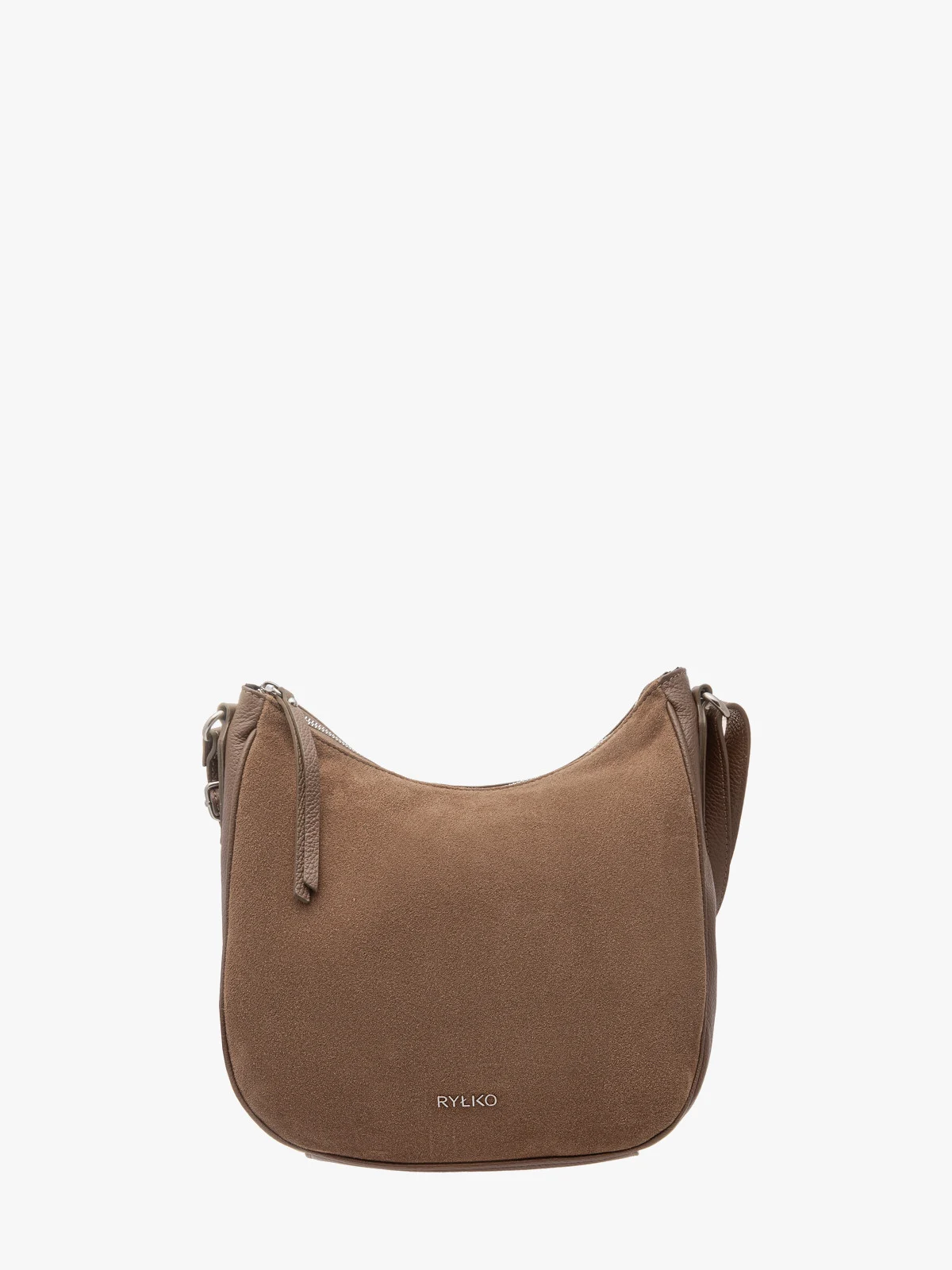 Ciemnobeżowa torebka średniej wielkości z logotypem