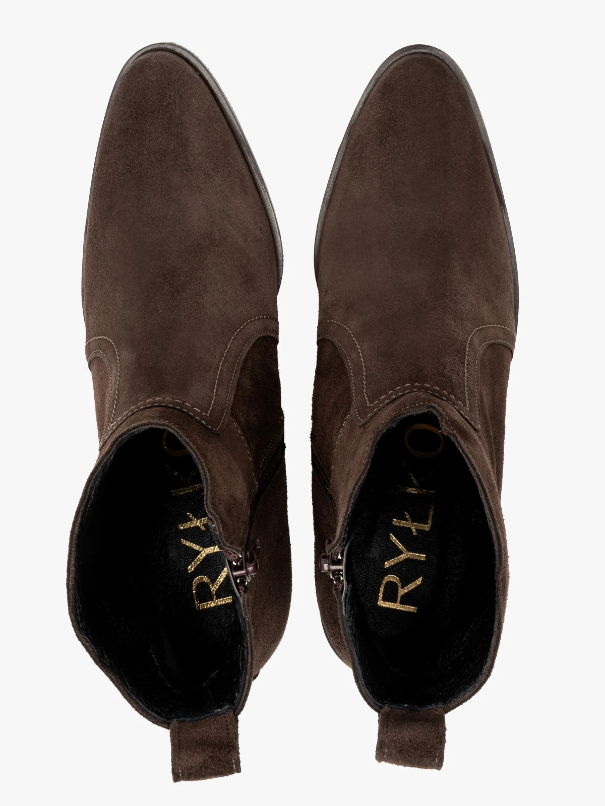 Brązowe welurowe botki typu kowbojki