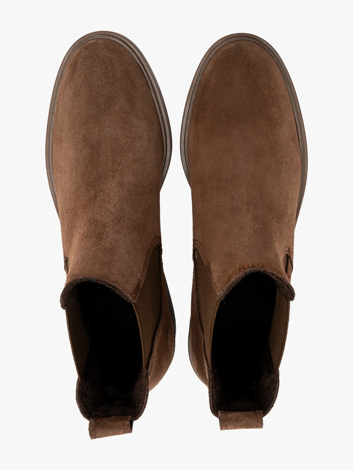 Brązowe, welurowe sztyblety na niskim obcasie