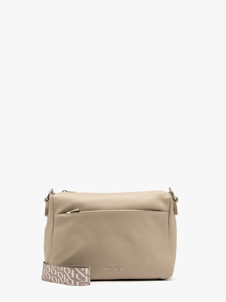 Beżowa torebka na pasku z tkaniny