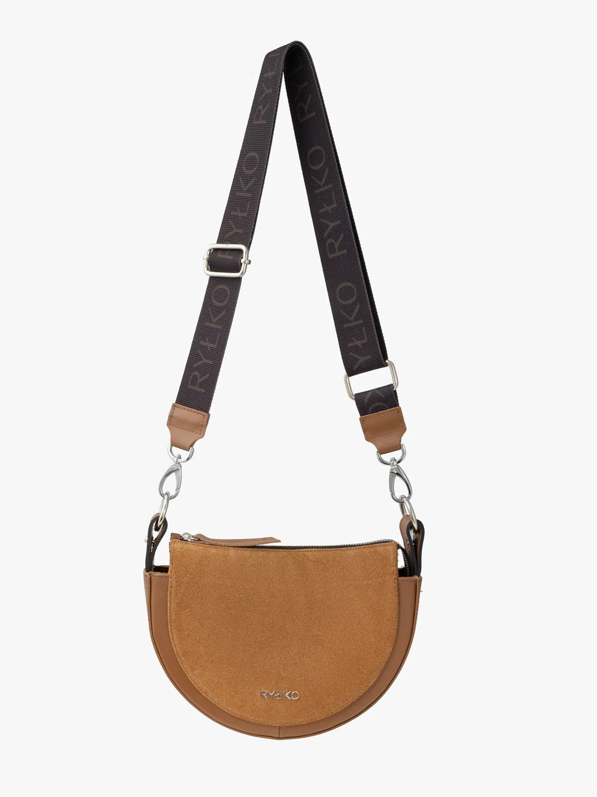 Mała ruda torebka na pasku z taśmy