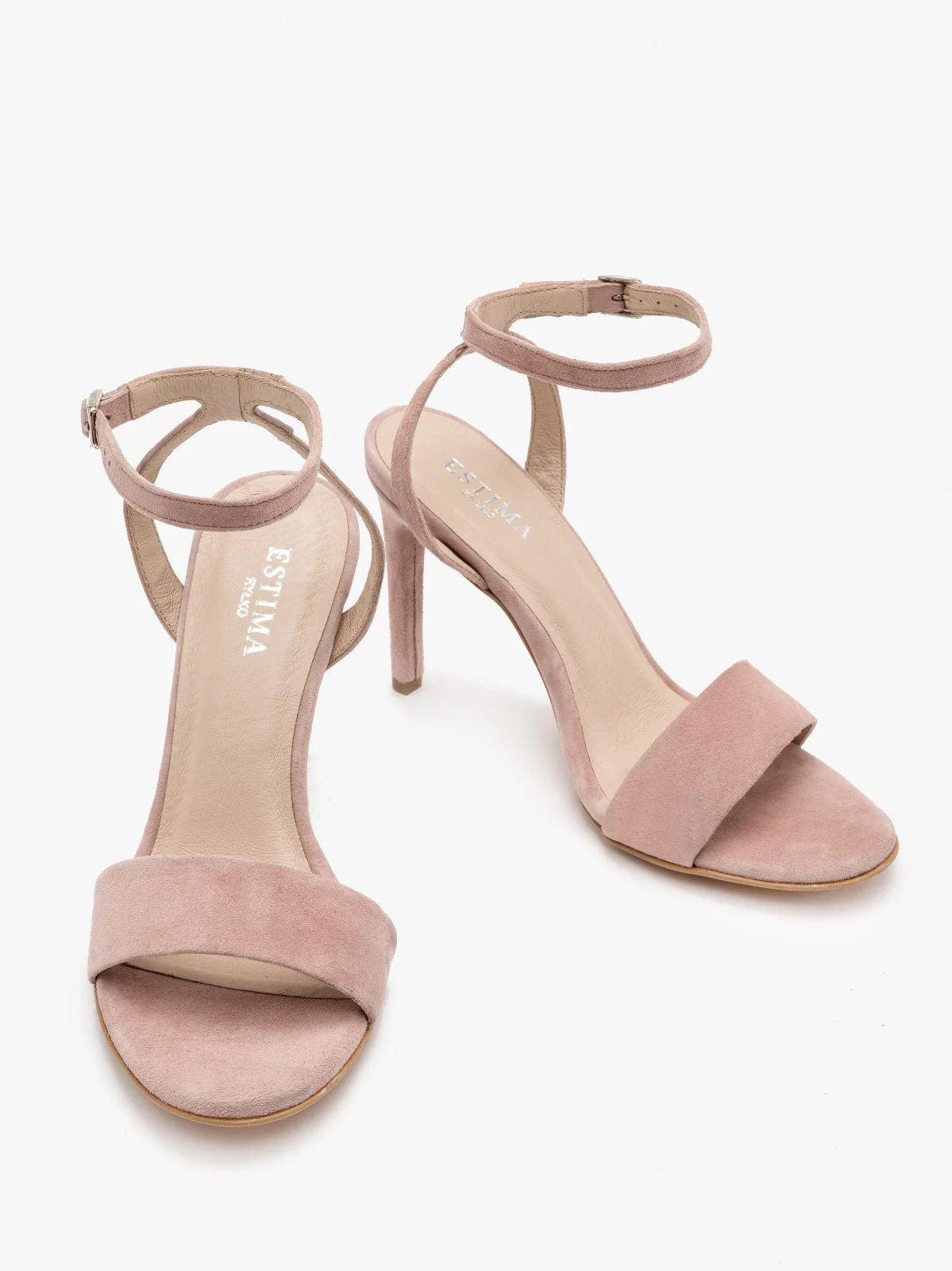 Pudrowo-różowe sandały na wysokiej szpilce
