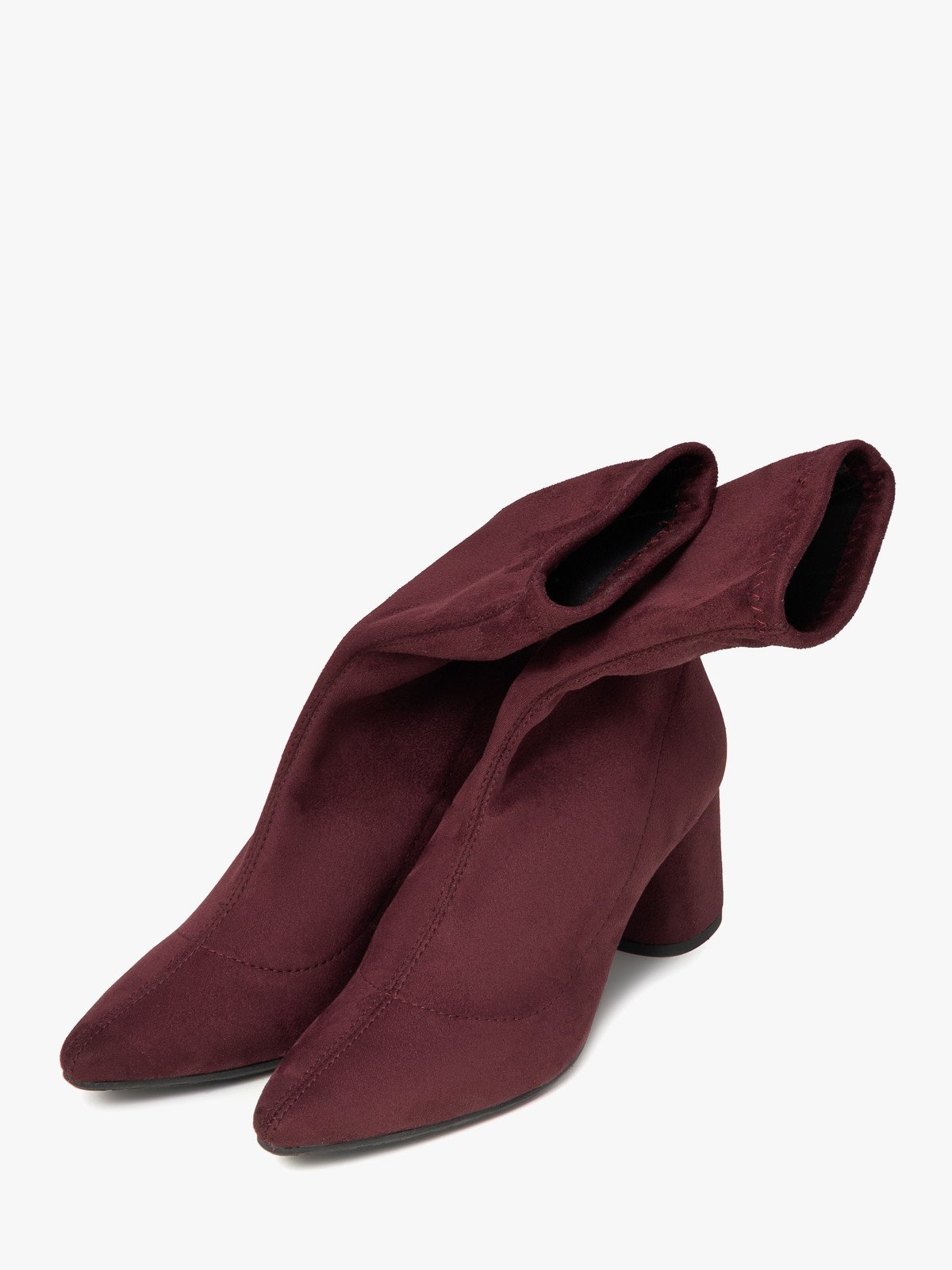 Bordowe elastyczne botki na obcasie