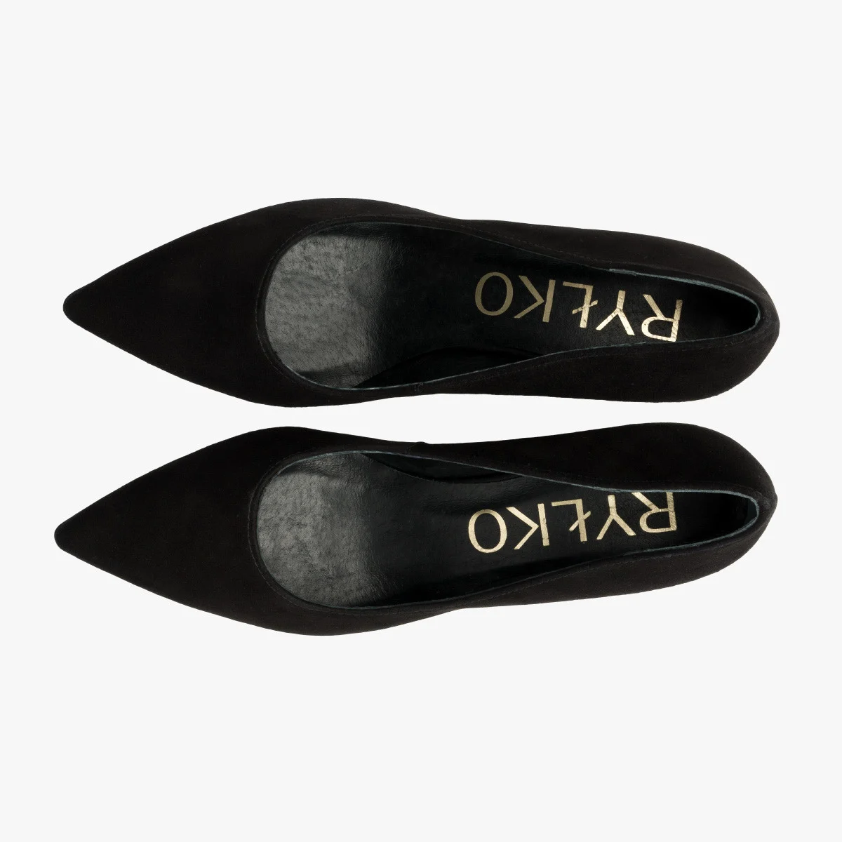 Czarne welurowe czółenka na słupku