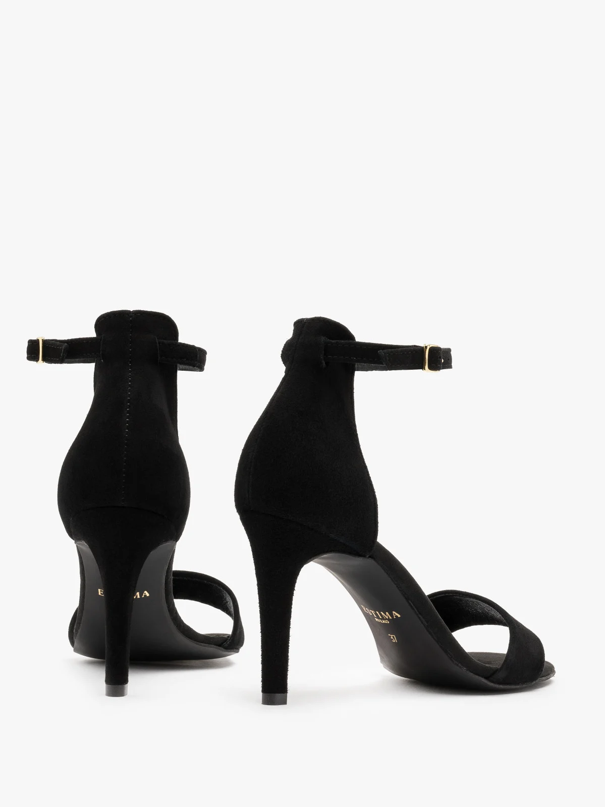 Czarne, welurowe sandały na szpilce