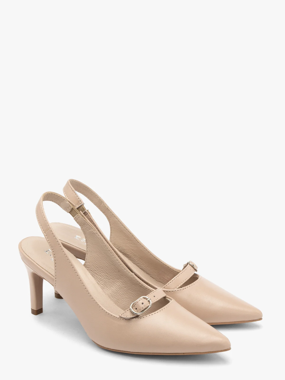 Beżowe czółenka z ozdobnym paskiem