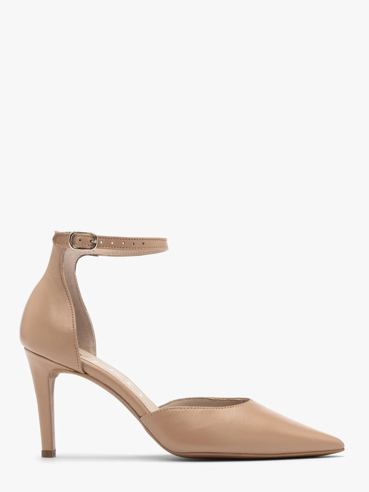 Dwuczęściowe, beżowe czółenka damskie na szpilce