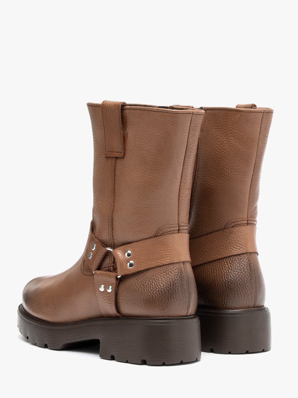 Botki typu biker z metalowymi ozdobami