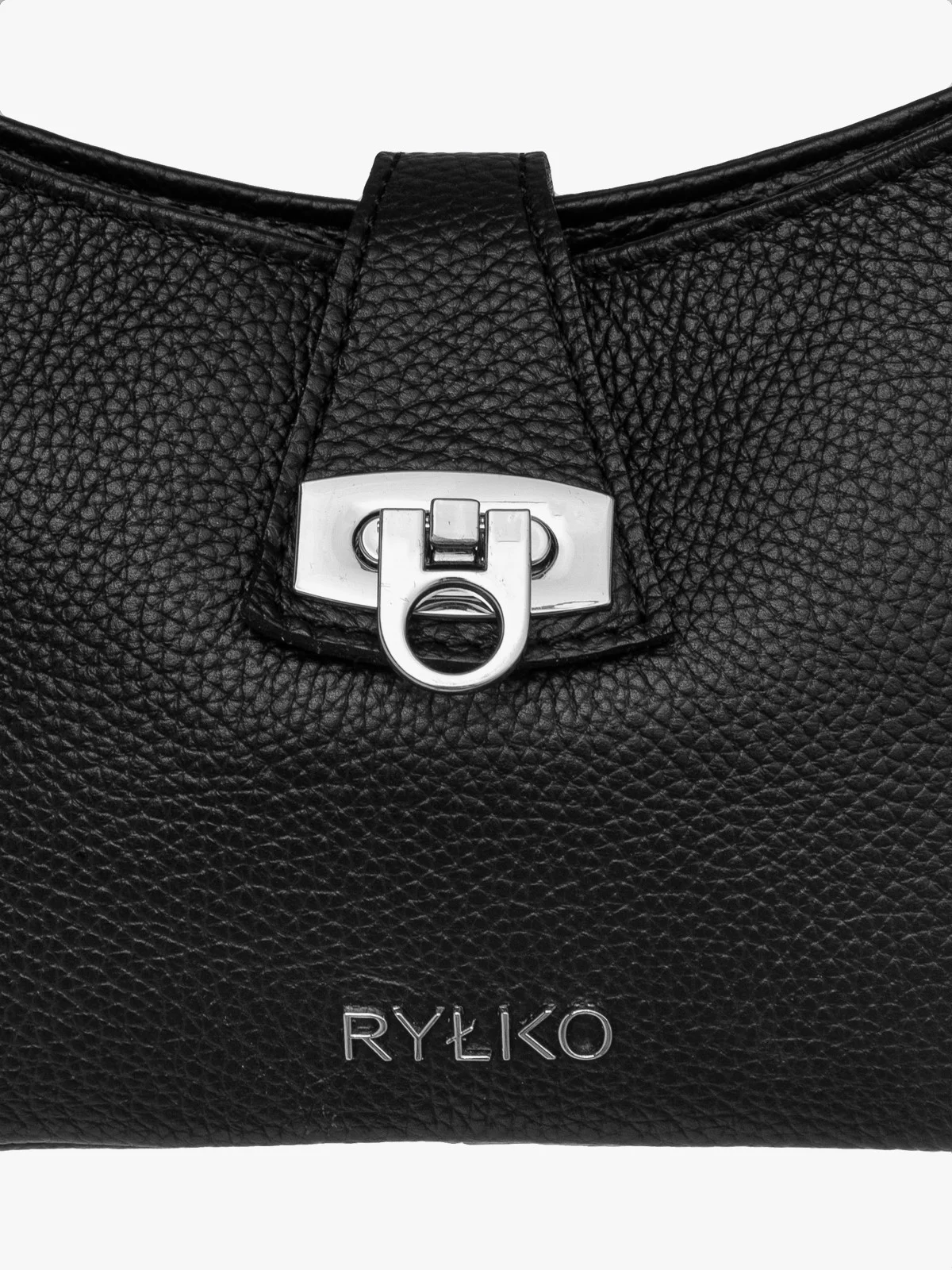 Czarna torebka damska zapinana zdobną klamrą