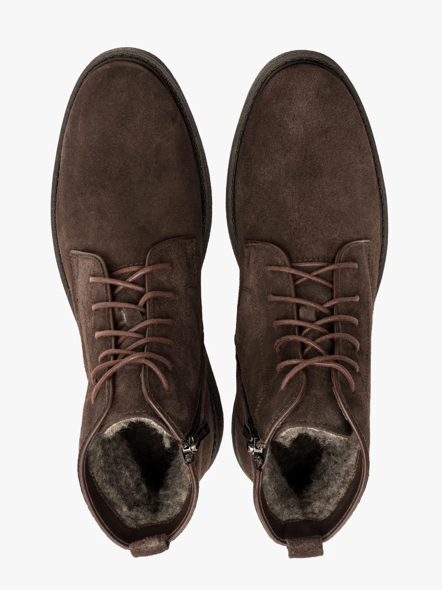 Brązowe trzewiki męskie ocieplane wełną