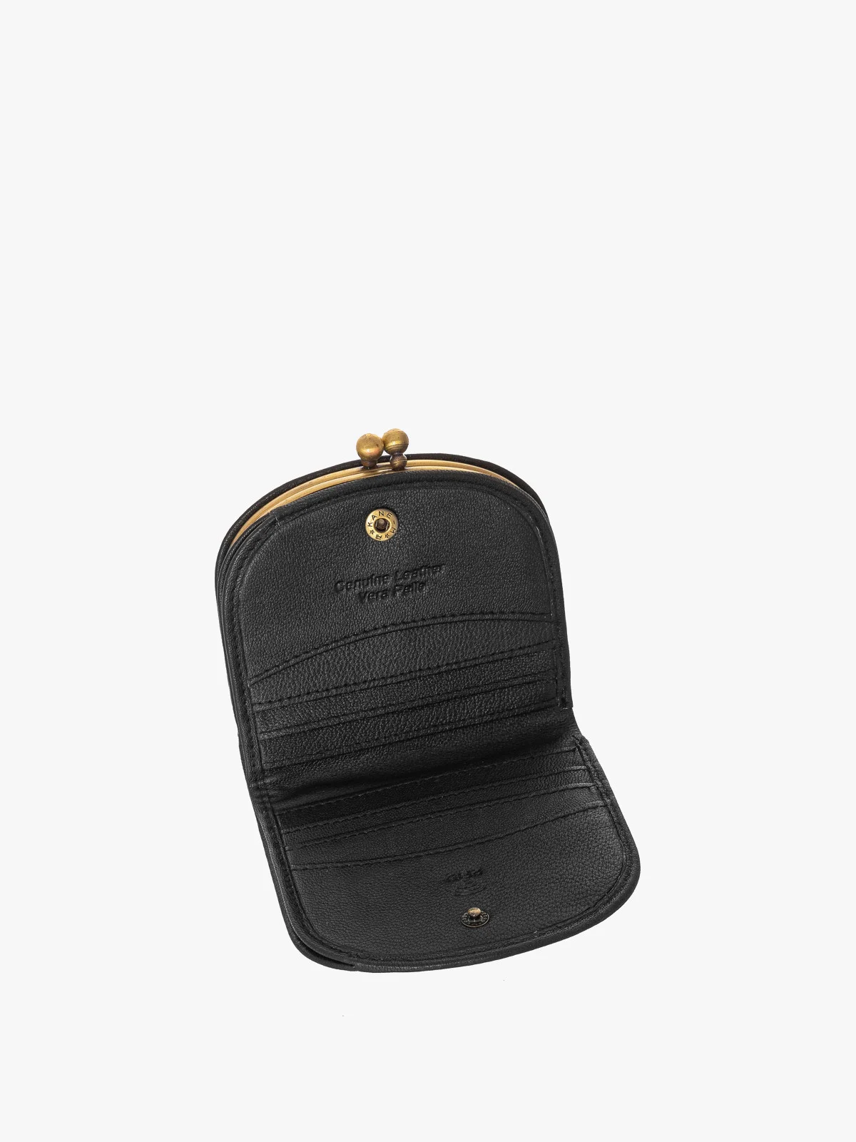 Czarny portfel damski zapinany na bigiel