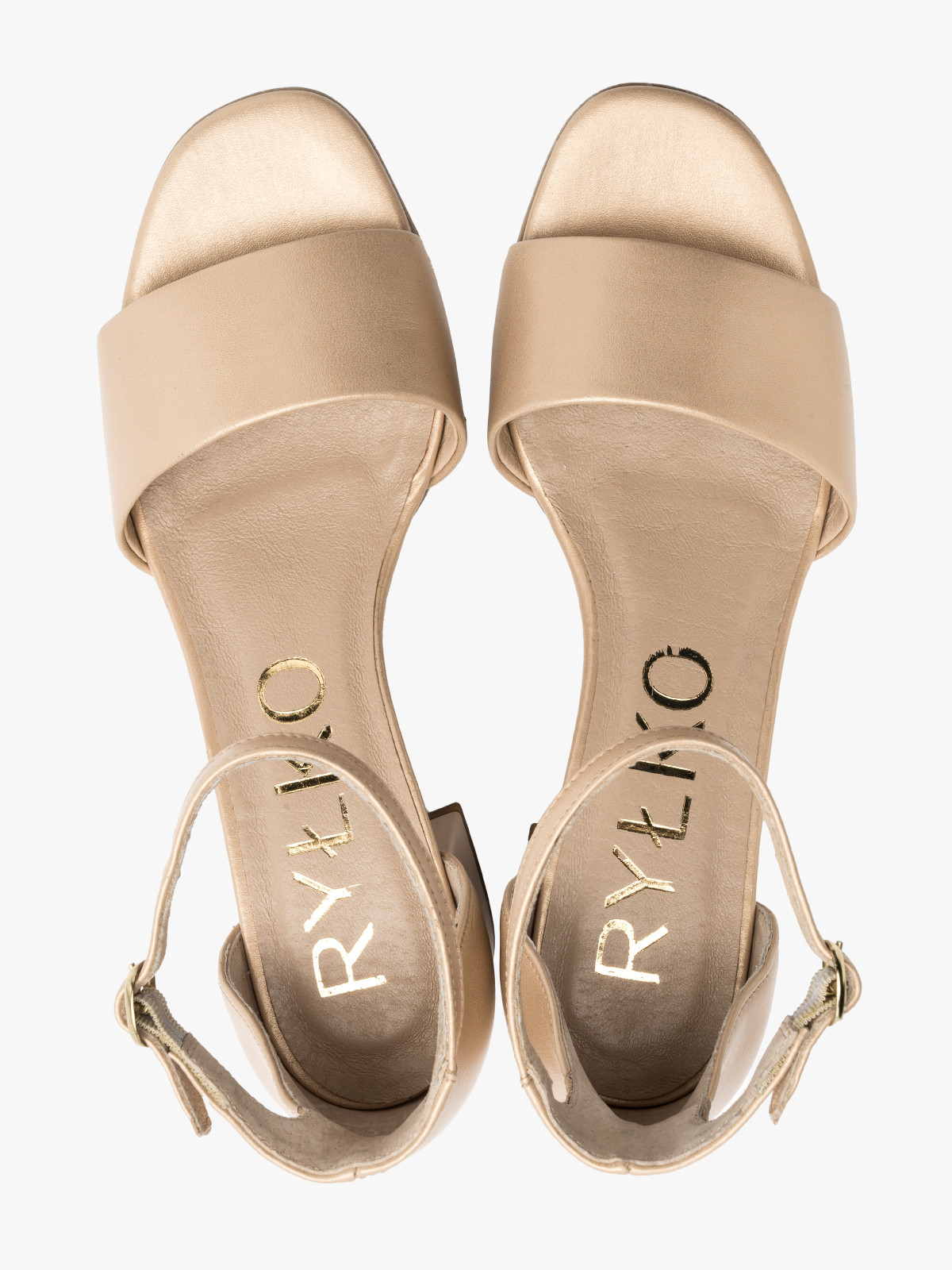 Złote sandały na obcasie