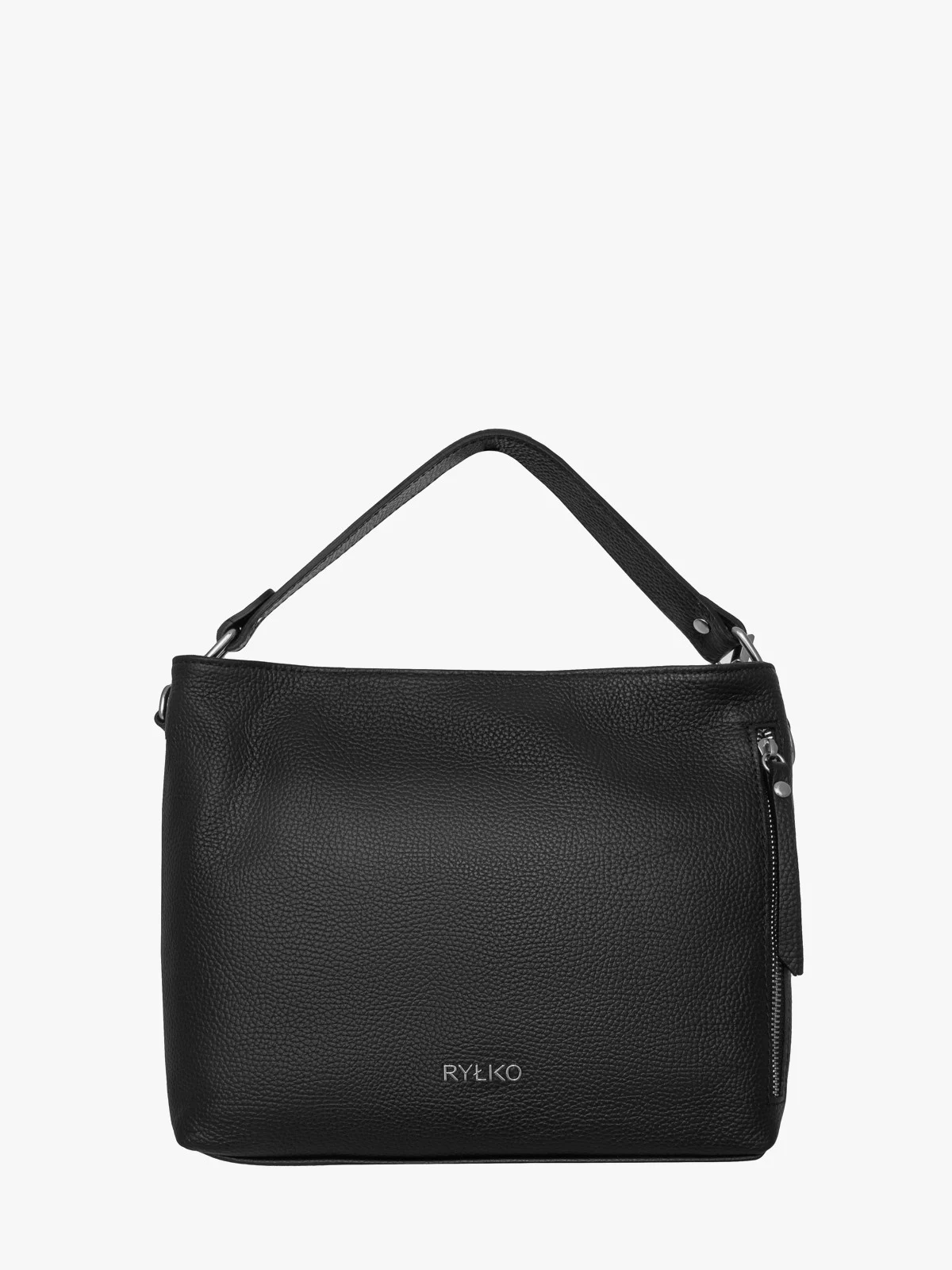 Czarna torebka z kontrastowym paskiem z tkaniny