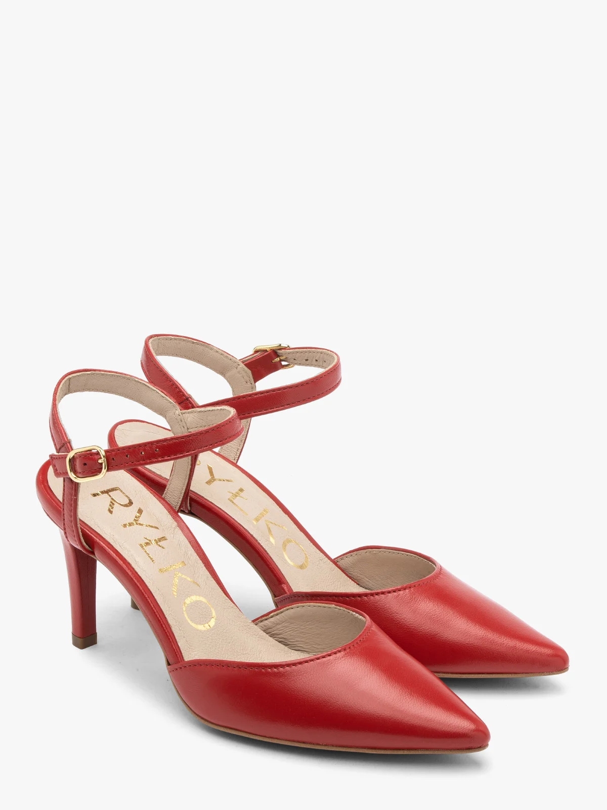 Czerwone czółenka damskie z odkrytą piętą