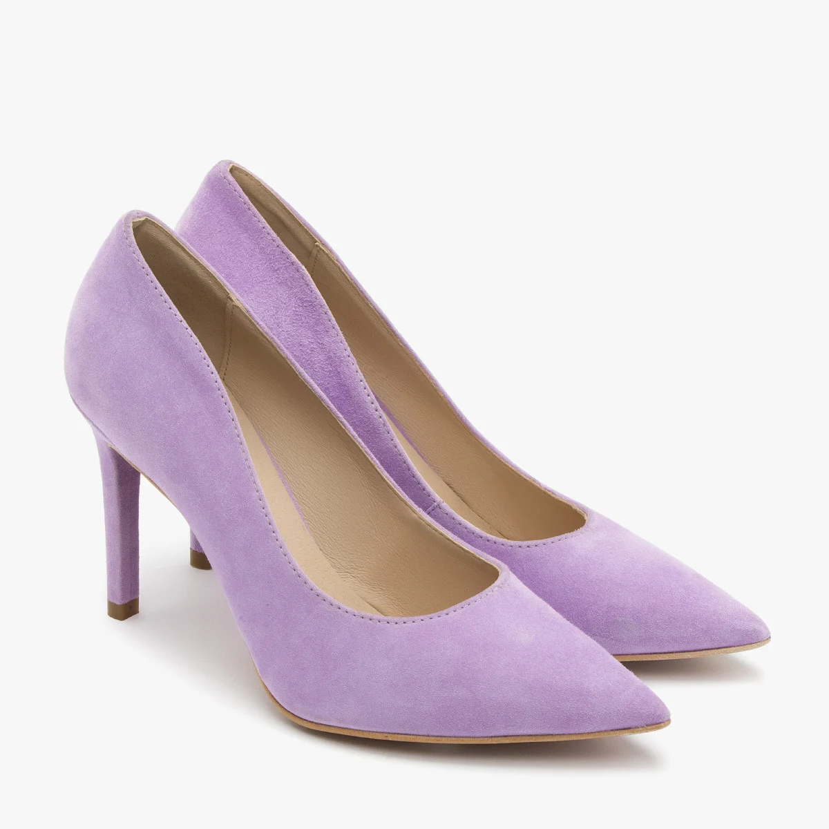 Liliowe czółenka na wysokiej szpilce