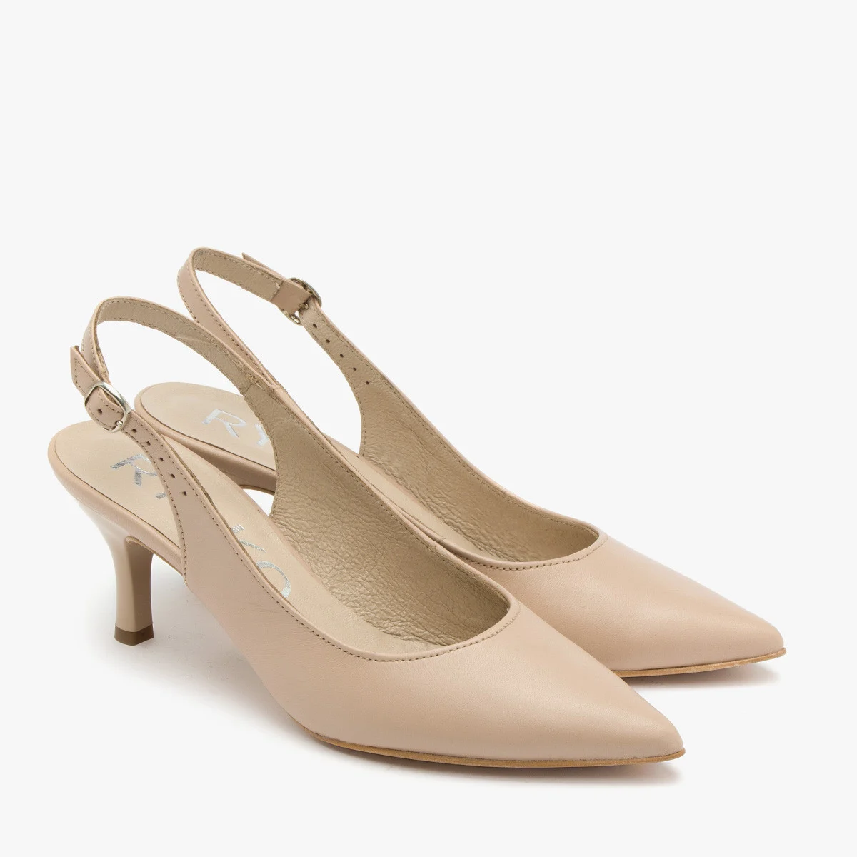 Beżowe czółenka z odkrytą piętą