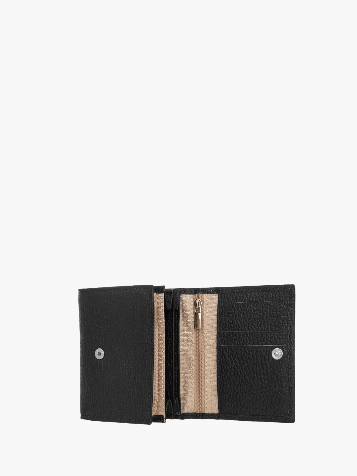 Czarny portfel damski ze srebrnymi detalami