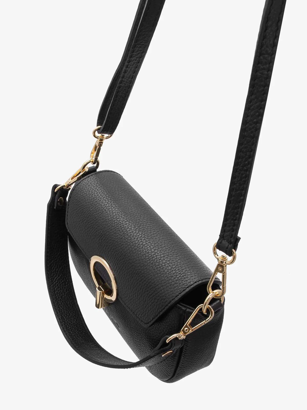 Elegancka torebka z dwoma paskami oraz złotymi detalami