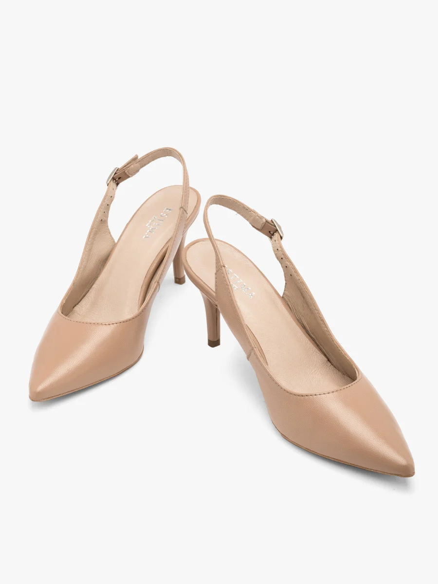 Beżowe czółenka z odkrytą piętą