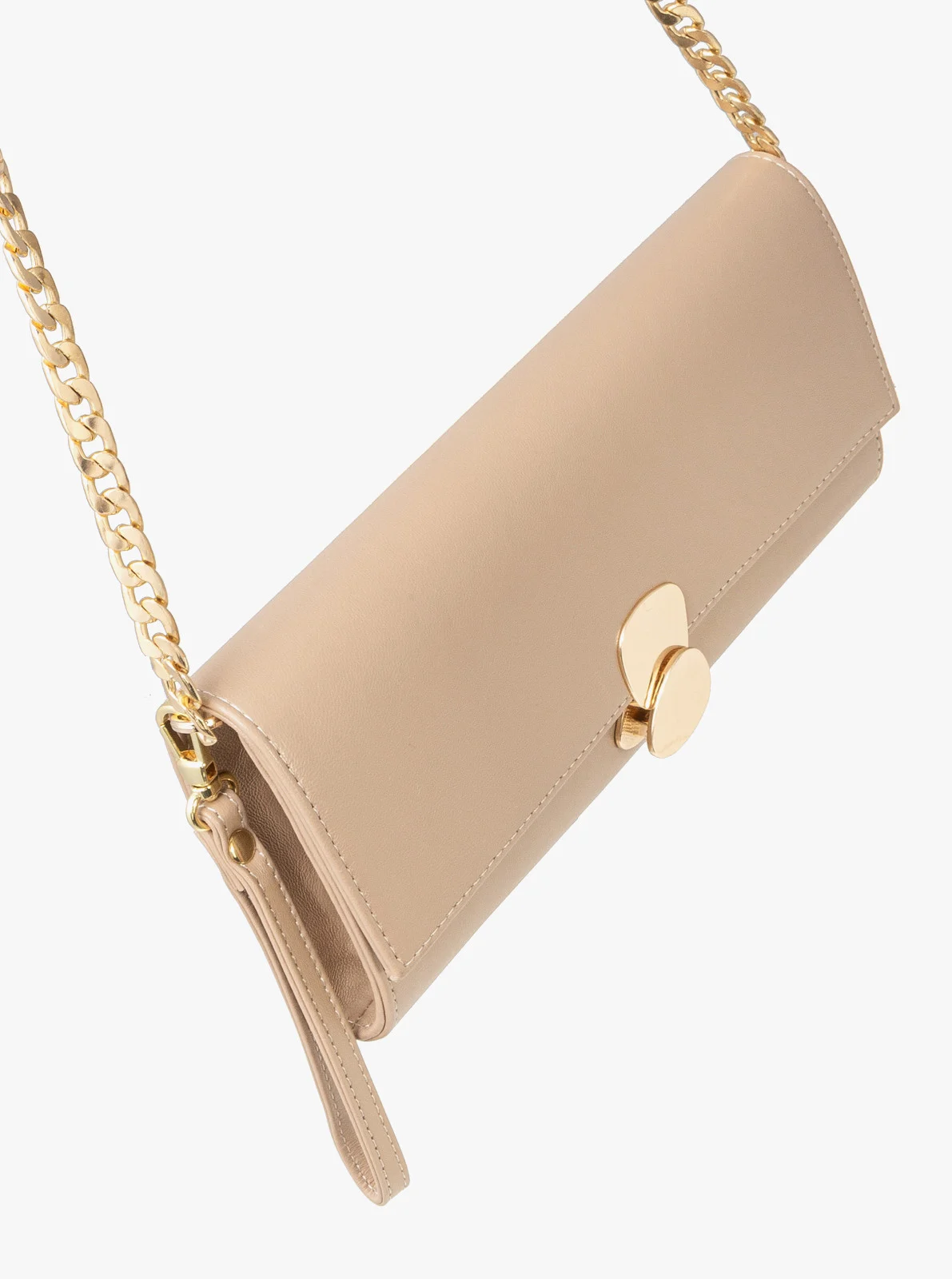 Elegancka beżowa torebka z ozdobnym zapięciem