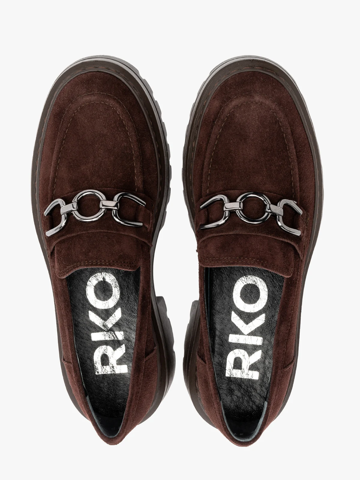 Bordowe mokasyny z ozdobą na cholewce