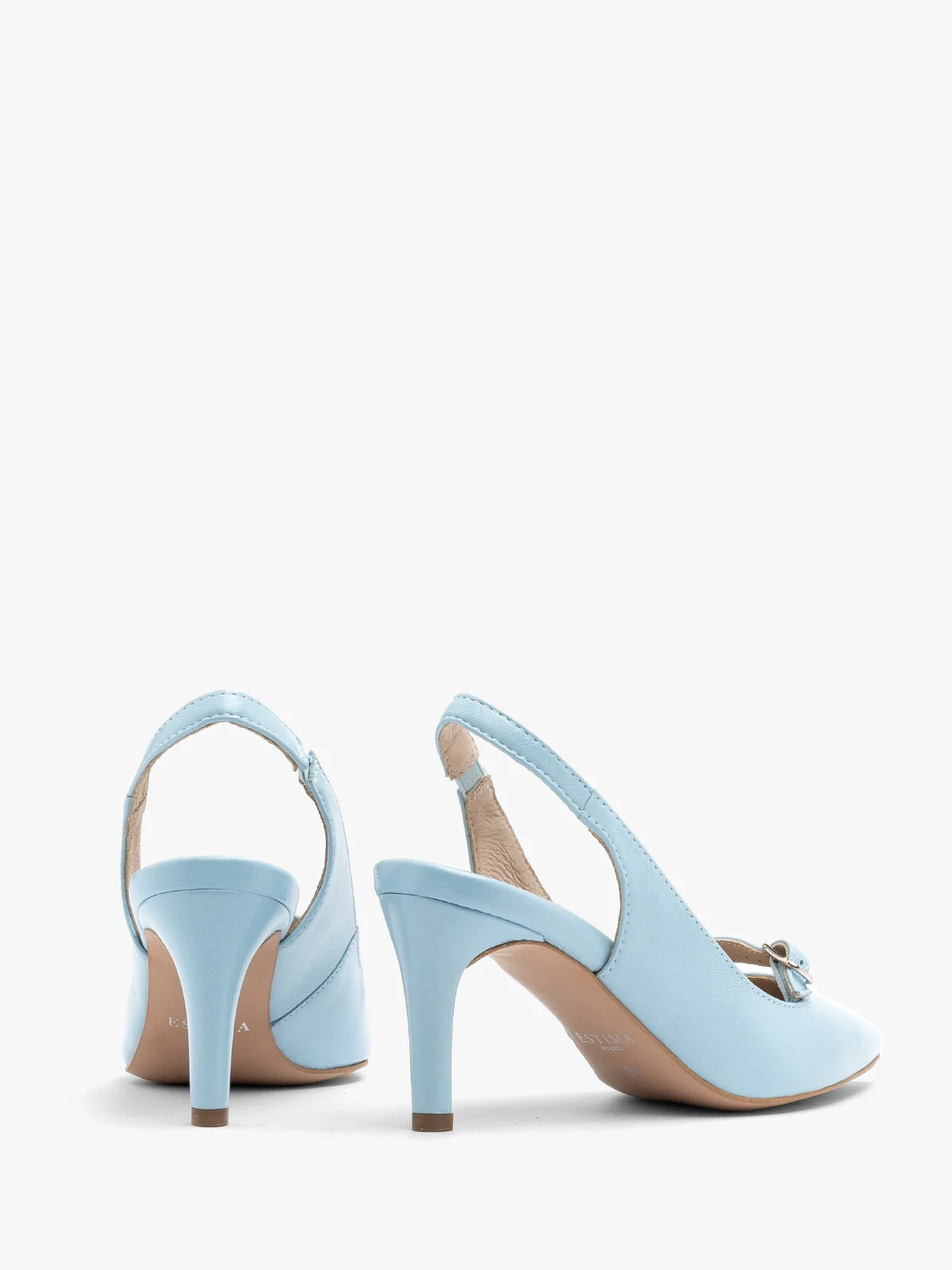 Niebieskie czółenka z ozdobnym paskiem