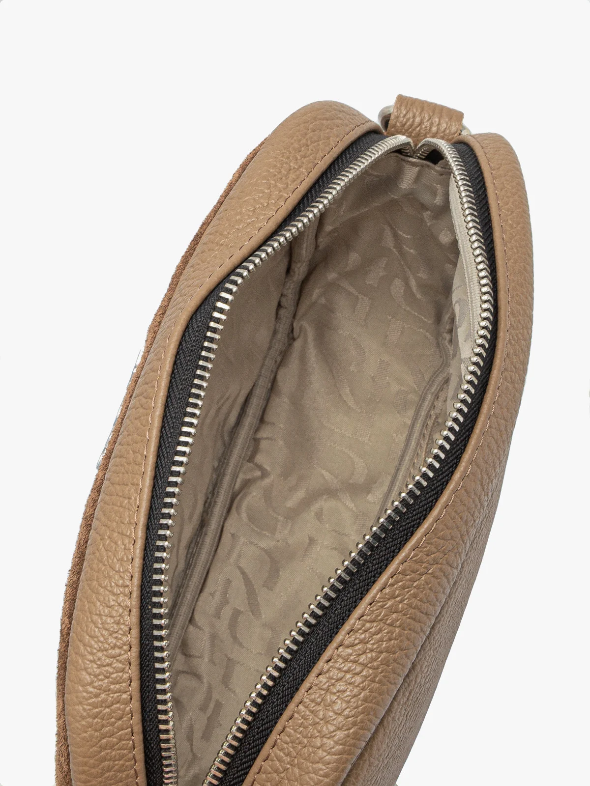 Ciemnobeżowa torebka listonoszka z frędzlem