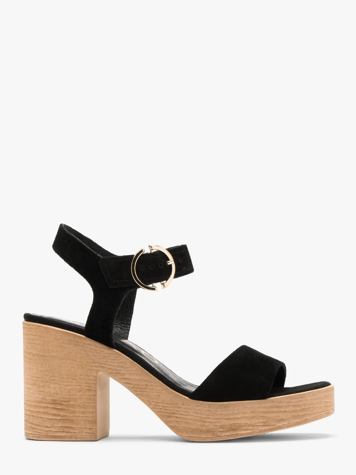 Czarne, welurowe sandały na masywnej platformie
