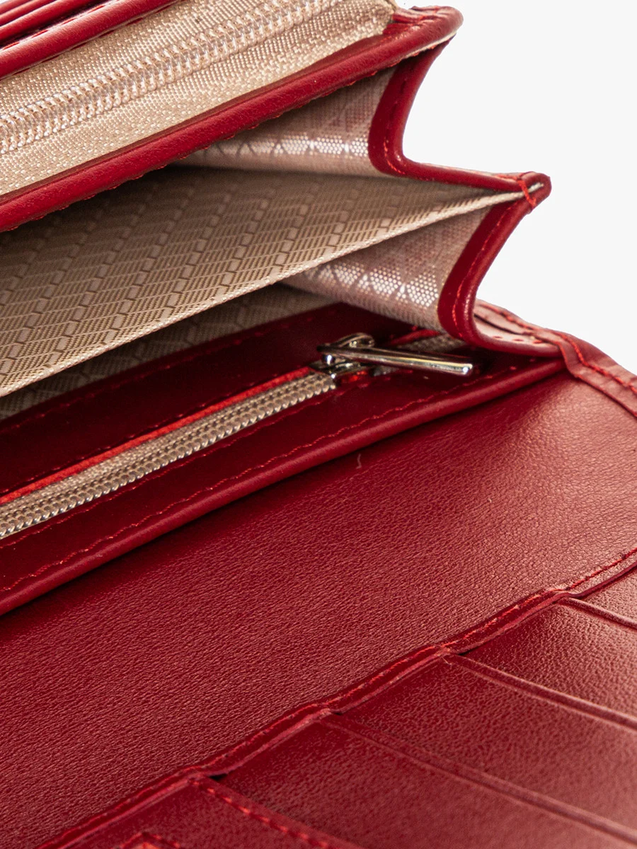 Wytłaczany bordowy portfel damski