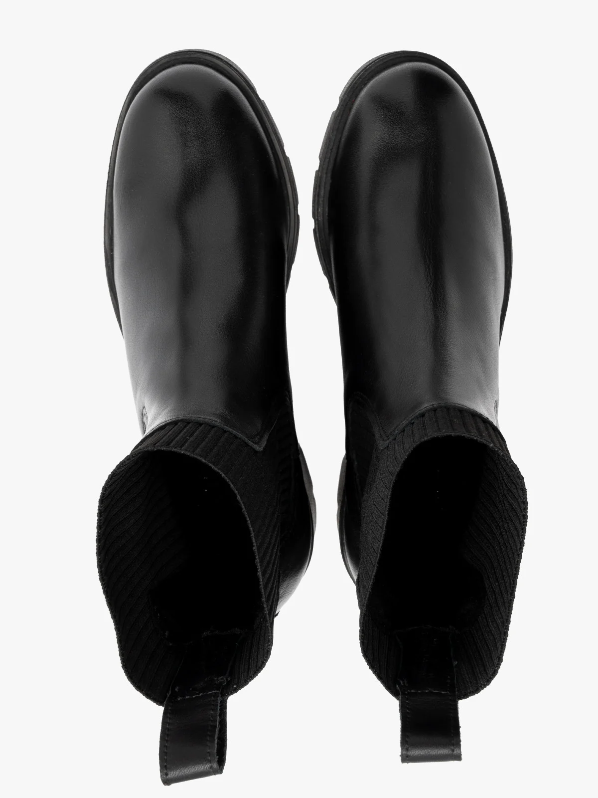 Czarne sztyblety damskie z ozdobną gumą